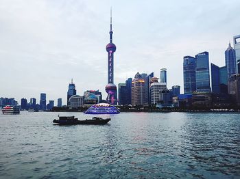City skyline with river in background