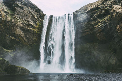 Scenic view of skogafoss waterfall