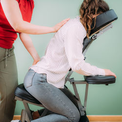 Corporate stress relief chair massage in the office