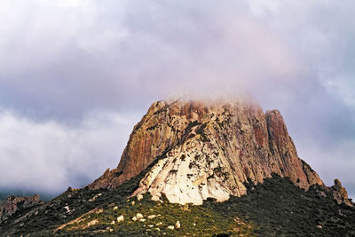 Low angle view of rock against sky