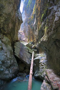 Close-up of water flowing through rocks