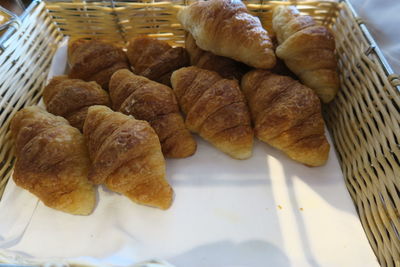 High angle view of bread in basket