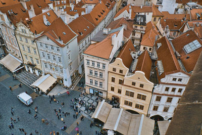 High angle view of buildings in city