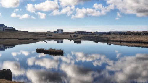 Scenic view of lake against sky