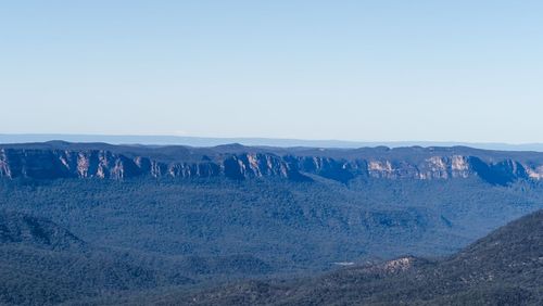 Scenic view of mountains against clear sky