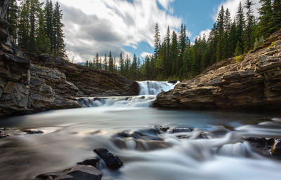 Scenic view of  sheep river waterfalls in sheep river provincial park, alberta, canada. 