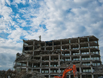 Low angle view of old building against sky