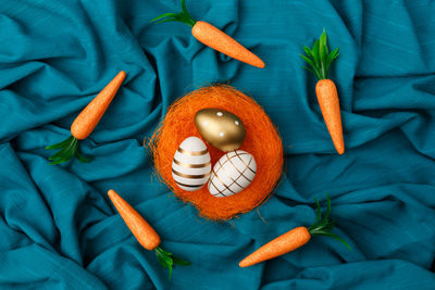 High angle view of orange fruits