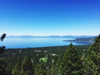 Scenic view of landscape against clear blue sky