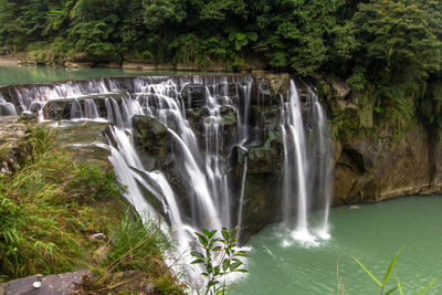 Scenic view of waterfall