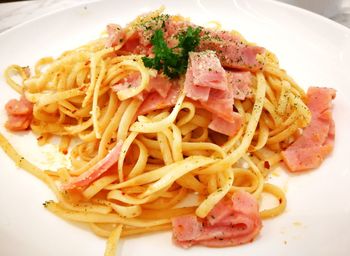 Close-up of pasta in plate