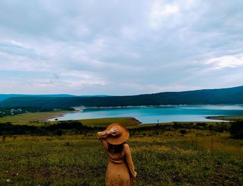 Scenic view of lake against sky