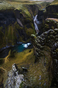 High angle view of rock formations