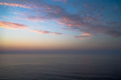 Scenic view of sea against sky at sunset