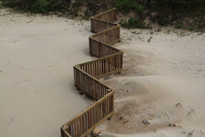 High angle view of staircase at beach