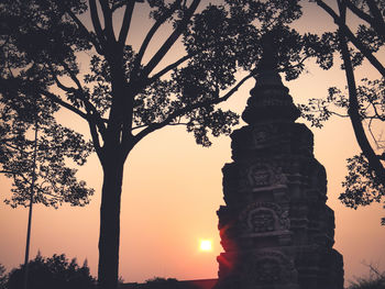 Low angle view of silhouette tree against sky during sunset