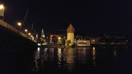 Illuminated city at night