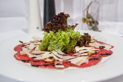 Close-up of food in plate on table