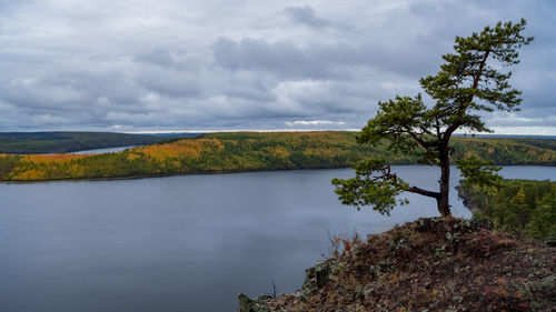 Scenic view of lake against sky