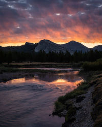 Scenic view of river against sky during sunrise in yosemite national park - california