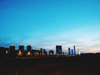 City lit up at night