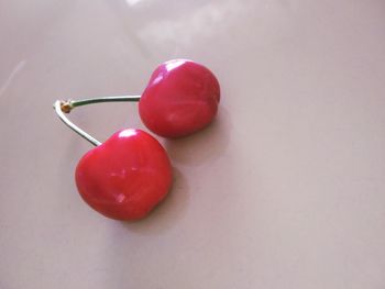 High angle view of cherries on table