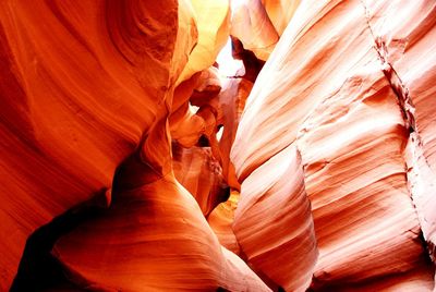 Low angle view of sandstone at antelope canyon