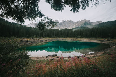 Scenic view of lake against sky