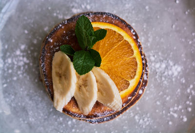 High angle view of dessert on plate