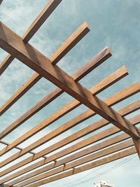 Low angle view of roof against sky