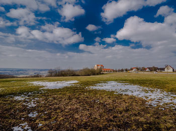 Scenic view of field against sky