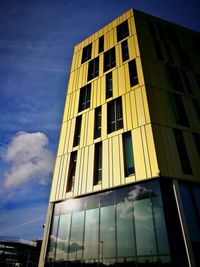 Low angle view of modern building against sky