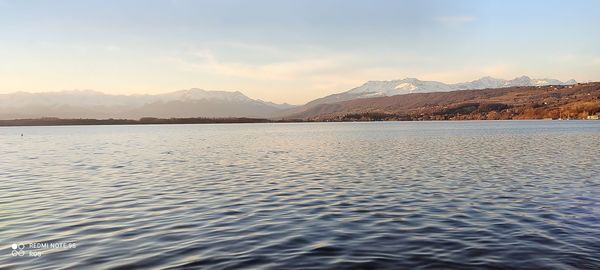 Scenic view of lake against sky