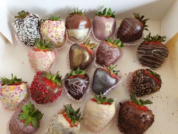 High angle view of fruits on table