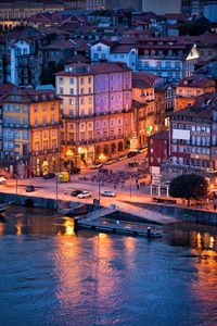 View of illuminated city at night