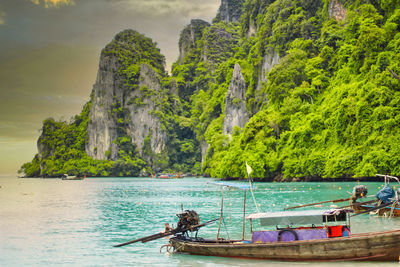 Scenic view of sea and mountains