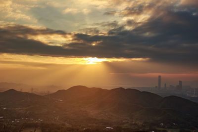 Scenic view of dramatic sky during sunset