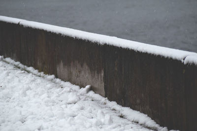 Close-up of snow on water