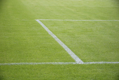 High angle view of yard line on playing field