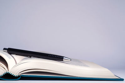 Close-up of books on table