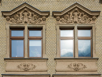 Closed windows of historic building