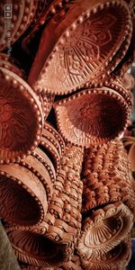 Close-up of cupcakes in basket for sale