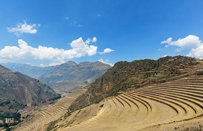 Scenic view of agricultural landscape against sky