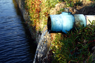 High angle view of water pipe