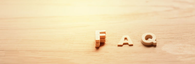 Close-up of text on table