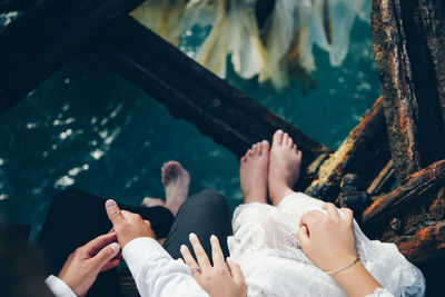 People swimming in sea