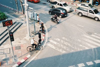 High angle view of vehicles on road