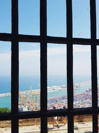 Buildings seen through window