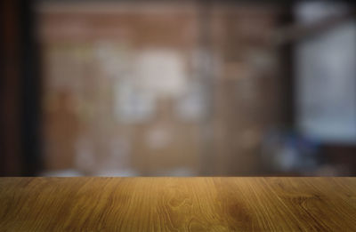 Close-up of empty wooden table