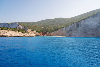 Scenic view of sea against clear sky